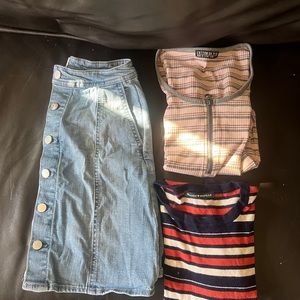 3pcs XS lot shirts and skirt Brandy, Cotton On